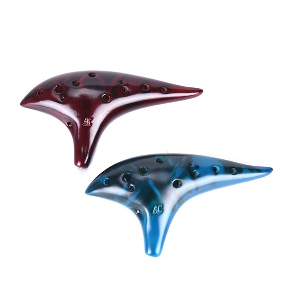 

12 holes ceramic ocarina flute alto c smoked burn submarine style musical instrument for beginner