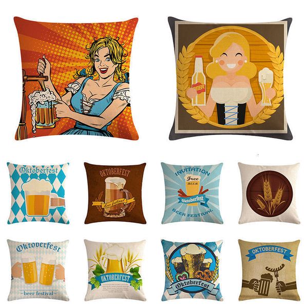 

cotton linen british style retro pillowcase creative beer bottle pillow cover household cushion covers pillowcase gifts zy1171