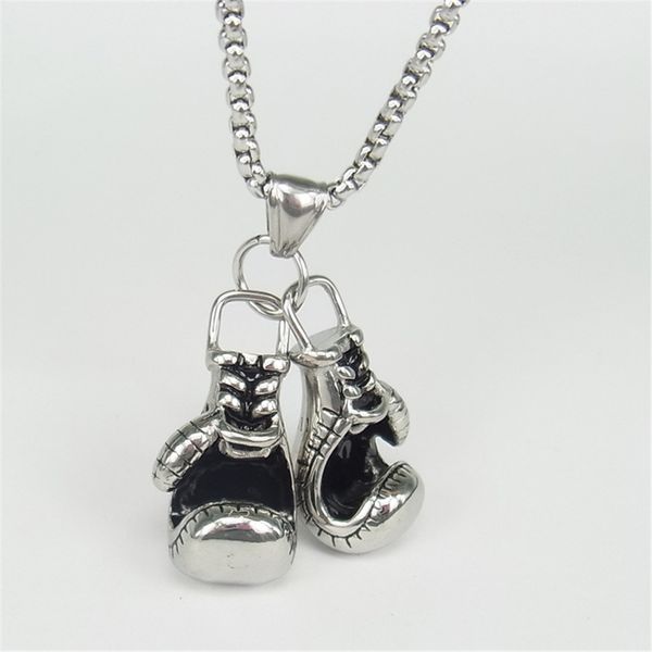 

hippie design stainless steel pair boxing gloves pendant necklace for men male jewelry accessories collar masculino xl1663n, Silver