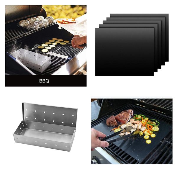 

stainless steel bbq smoker case and 5pcs bbq mat bbq grilling food-grade