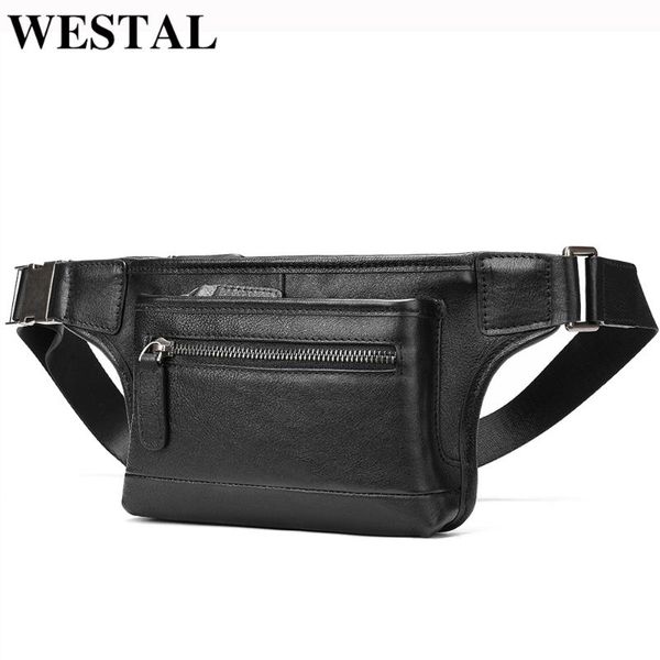 

westal men's waist bag genuine leather male fanny pack for men hip bag belt men casual wait packs men's bags leather 7285