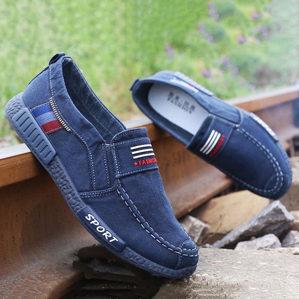 

canvas men shoes denim lace-up men casual shoes new fashion sneakers loafers plimsolls breathable male footwear 36-45, Black