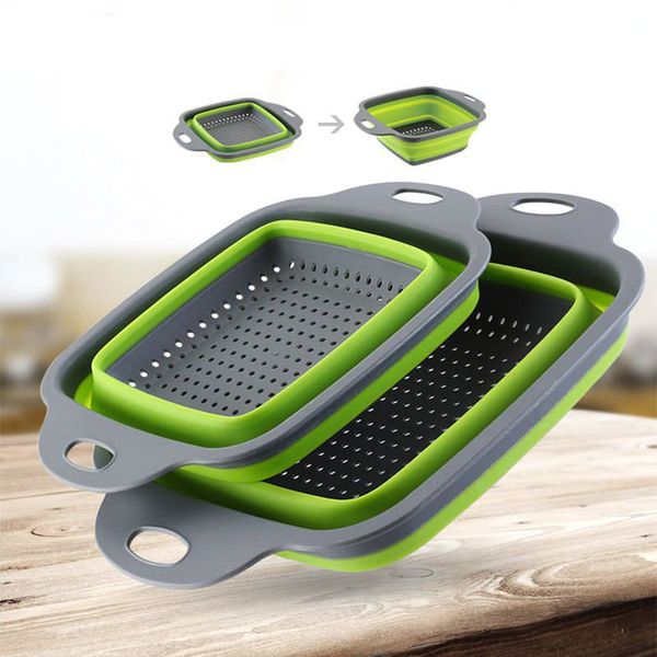 

eco friendly reusable 2 piece set drain basket fruit vegetable foldable basket pp kitchen storage gadgets strainer