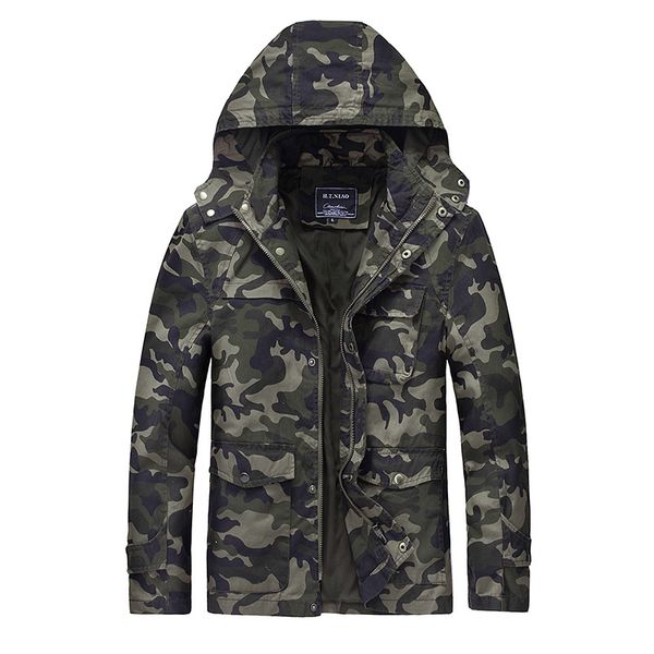 

camouflage coat men 2018 spring clothing new style army fans field operations outdoor jacket long sleeve large size hooded outsi, Black;brown