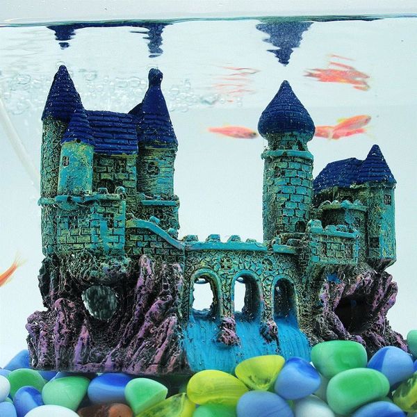 

resin cartoon castle aquariums decorations castle tower ornaments fish tank aquarium accessories decoration artificial fish cave