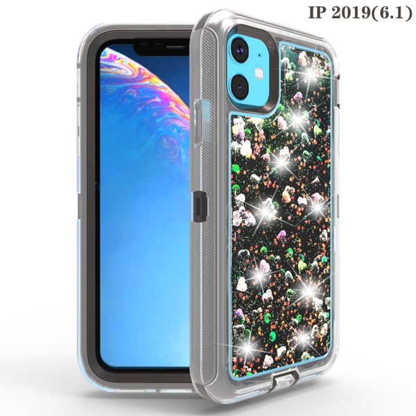 Glitter Defender NOTA 10 Caso 3D líquido de fluxo Quicksand de protecção para Samsung Galaxy Nota 10 / Note9 / S10 / S9 / Plus / NOTE8 Casos 3in1 Sparkly