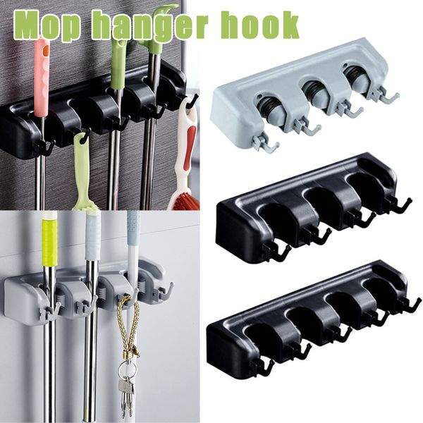 

2019 new kitchen wall mounted mop rack brush broom holder hanger organizer storage tool for home j8 #3