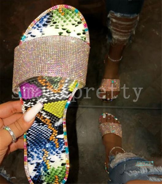 

2020 women summer sandals beach slippers rhinestone flip flops crystal diamond wedges flat shoes home bath water slipper shoes slide ly424, Silver