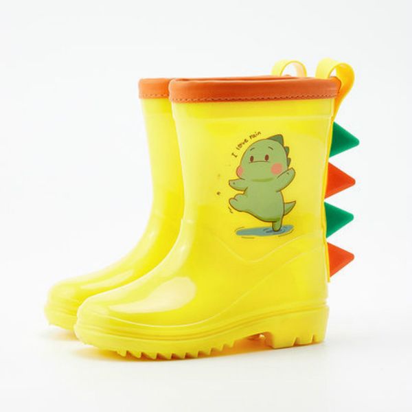 

kids boys girls rainboots cartoon dinosaur rubber rain shoes baby little kids water shoes waterproof non-slip ankle rain boots, Red;brown