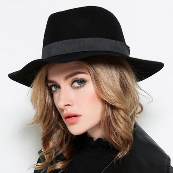 

100% wool wide brim winter autumn floppy felt trilby bowknot fedora hat for elegant womem ladies cloche hat 20, Blue;gray
