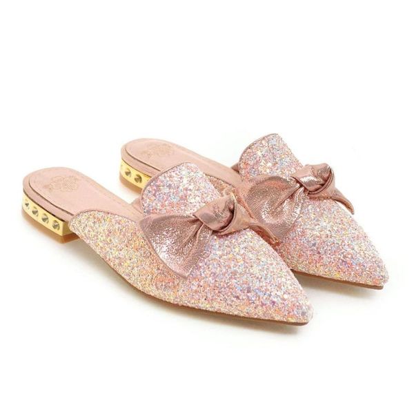 

flat shoes 2020 fashion mules for women pu leather pointed toe slip on flip flops women slipper summer sandals women's shoes, Black