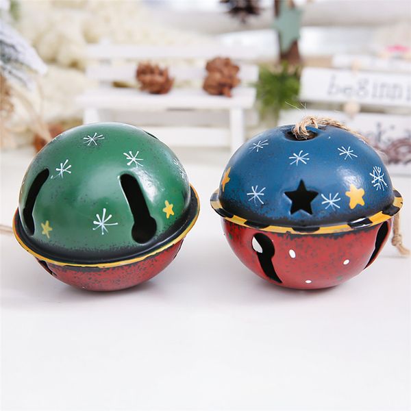 

new hanging christmas bells 8cm 1pc color iron bell pendant christmas tree decorations hanging bell 0924#30