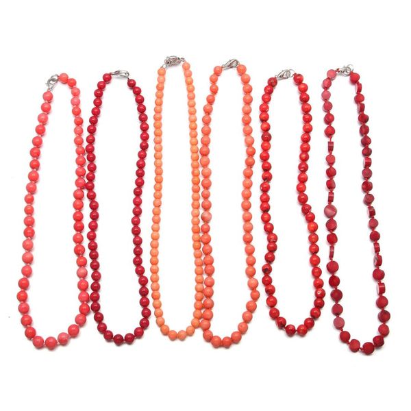 

48cm fashion natural stone coral beads necklace for women charms jewelry irregular coral beaded choker necklace jewelry gift, Silver