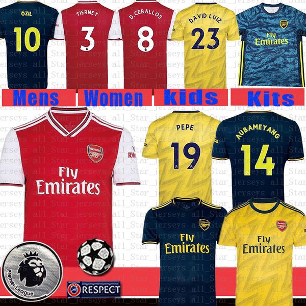 

men's 2019 2020 arsena long sleeve soccer jerseys wilshere ramsey suarez kieran tierney leno goalkeeper 19 20 football full shirt s-2xl, Black;yellow