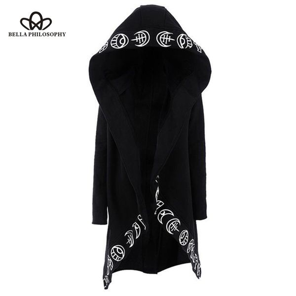 

bella philosophy 2019 women gothic casual cool chic black women sweatshirts loose cotton hooded plain print female punk hoodies