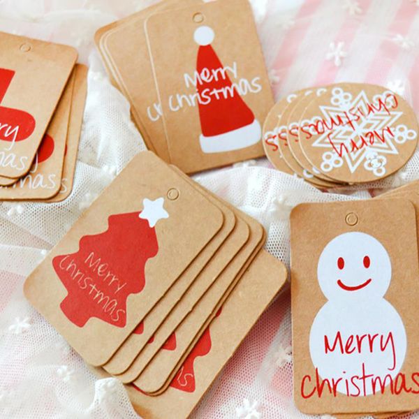 

happy merry christmas kraft paper tag ornaments decorations for home party faovrs xmas trees decoration stocking deco
