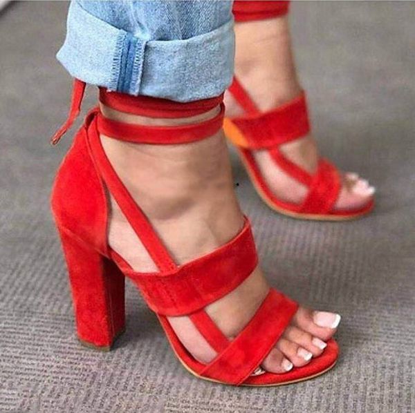 

summer 10cm shoes woman women's sandals high heel gladiator cross-tied lace-up casual ankle strap pumps 6 color big size 34-43, Black