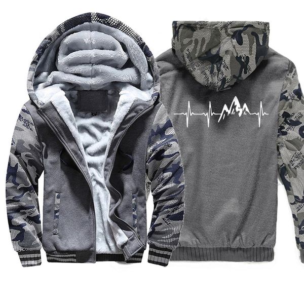 

funny coat men mountain hiking heartbeat fashion camo hoodies autumn men's casual family fleece sportswear mens streetwear, Black