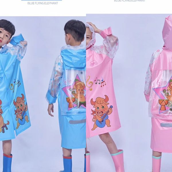 

dlfrd student cartoon wo children's big extra windproof student cartoon raincoat schoolbag men's and women's and children&#03, Red;brown