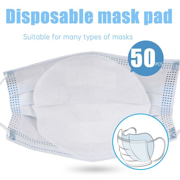 

50pcs 3 layers disposable mouth mask gasket filter cotton core replaceable breathable isolation pad anti dust and haze mask mat