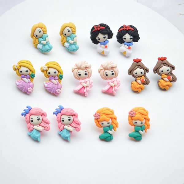 

ручной работы принцесса милые серьги для детей девочек прекрасный мультфильм сладкий смешные ювелирные изделия аксессуары для девочек оптова, Silver