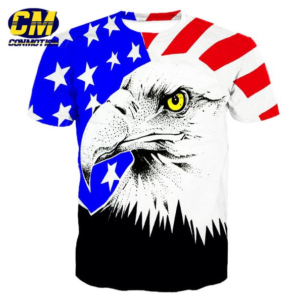 

fashion men's short sleeve t-shirt white eagle american flag print casual &tees eur size, White;black