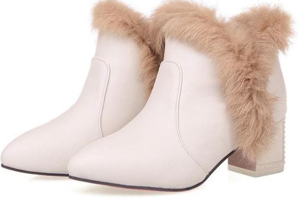 

2019 women's boots in winter with new style high heel coarse heel pointed end keep warm non-slip@72, Black