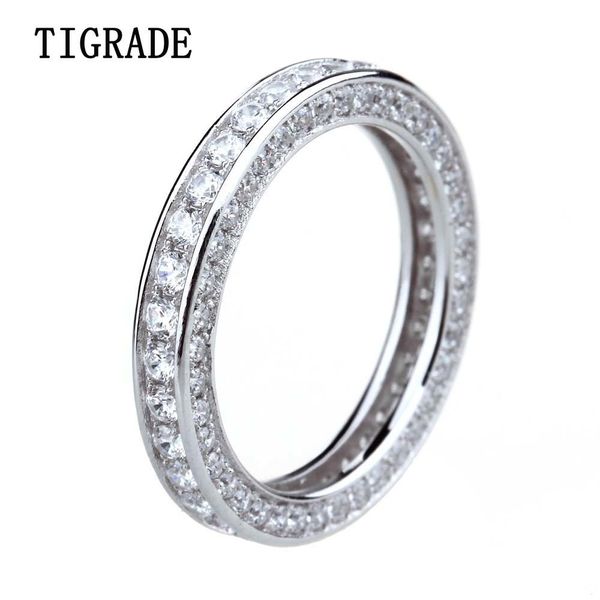 

tigrade women 925 sterling silver ring cubic zirconia for female wedding engagement band girls ring anillo plata mujer bague j190704, Slivery;golden