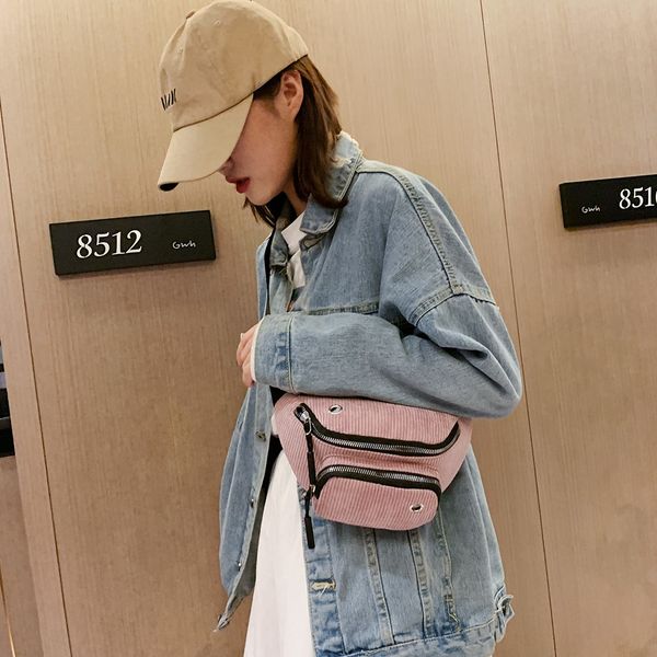 

women's corduroy pockets messenger bag 2019 new fashion wild pockets multicolor luxury handbags women designer pocket bags