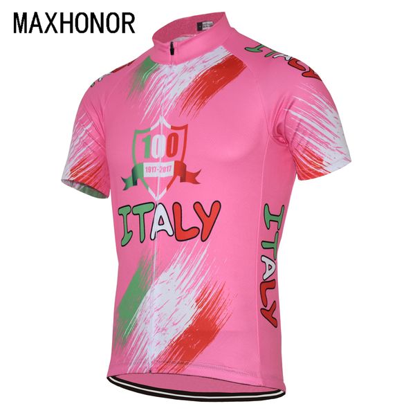 

men cycling jersey italy cycling 1917-2017 bike wear pink wear summer short sleeve maxhonor full-zipper, Black;red