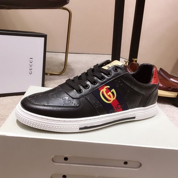 

d5 fashion trendy casual men's shoes, comfortable luxury men's shoes leather sneakers original box packaging zapatos hombre, Black