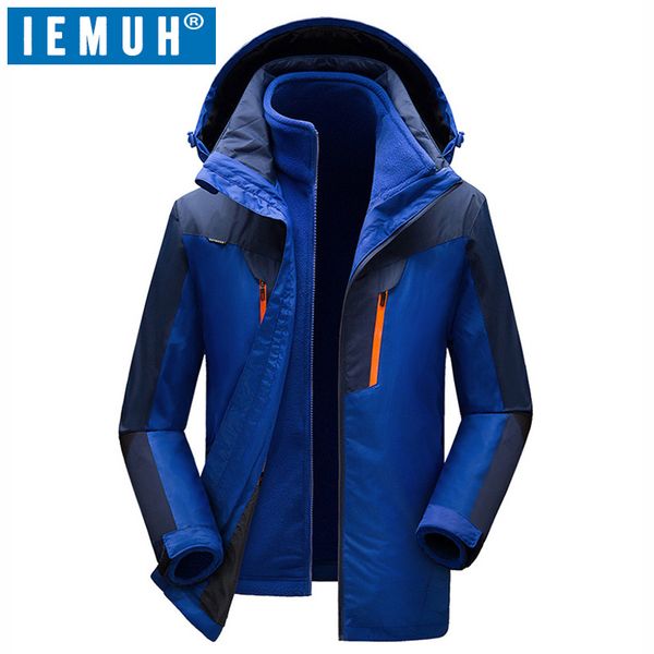 

iemuh brand l-5xl men ski jacket winter snowboarding suit men outdoor 3in 1 warm waterproof windproof breathable skiing jackets, Blue;black