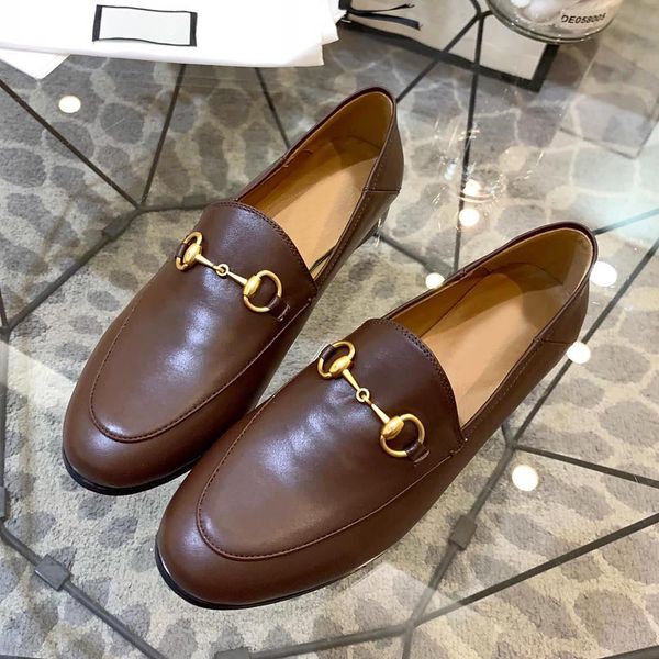 

two wear leather casual shoes semiflat flat shoes leather metal buckle decorative nonslip street style ladies shoes qh, Black
