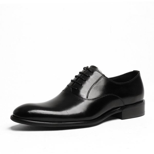 

leather shoes men's cowhide round toe formal wear men shoes work wear leather men leather shoes chaussure homme, Black