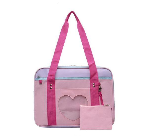 

firenzuola 2020 new women japanese peach heart transparent anime jk uniform bag casual shoulder canvas cute bag # 855