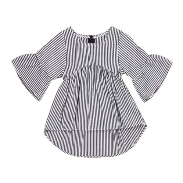 

pudococ 2017new infant newborn baby girl t-shirt blouse cotton striped clothes outfits baby girl clothing 0-18m, Blue