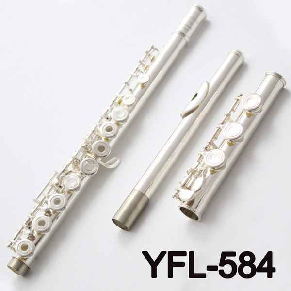 

fl-584 new arrival c tune concert flute 17 holes open silver plated performance musical instruments flute with case cleaning cloth