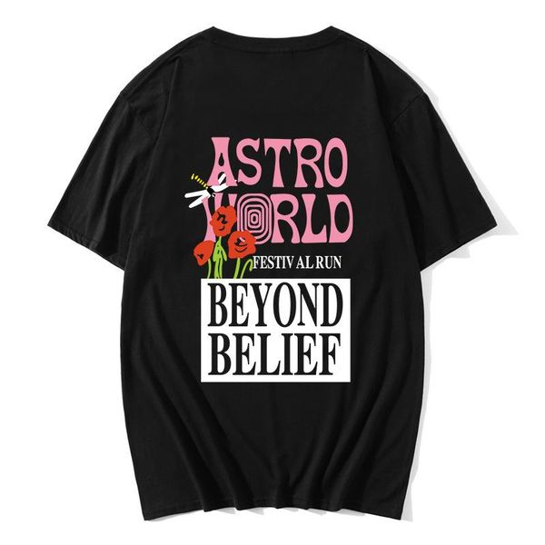 

travis scott astroworld mens tshirt summer mens and womens cotton t-shirts hip hop street style asian size, White;black