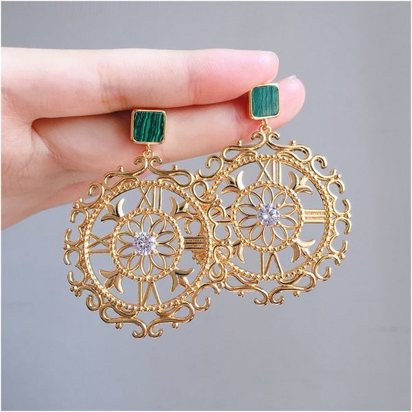 

bohemian new fashion large round zircon earrings for women gole dangle earrings luxury designer jewelry for women ing, White