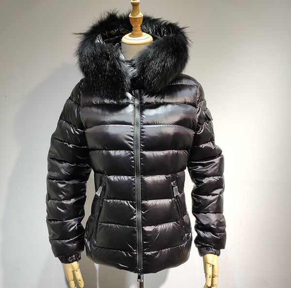 

new coat women jacket winter coat thickening female clothes hood down jacket slim 100%fox fur parka s- badyfur, Black