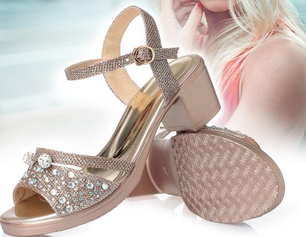 

2019 women's sandals in summer with new style high heel coarse heel @2239, Black