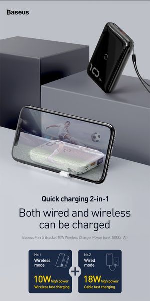 

baseus 10000mah qi wireless charger power bank for iphone samsung huawei powerbank pd quick charge 3.0 portable external battery
