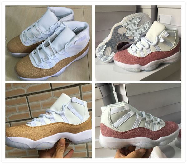 

space jam 11 wmns metallic gold pink white vast grey men women basketball shoes jumpman 11s athletic sneakers mens trainer with box