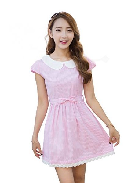 

tuliptrend women's fresh doll collar short sleeve dress, Black;gray