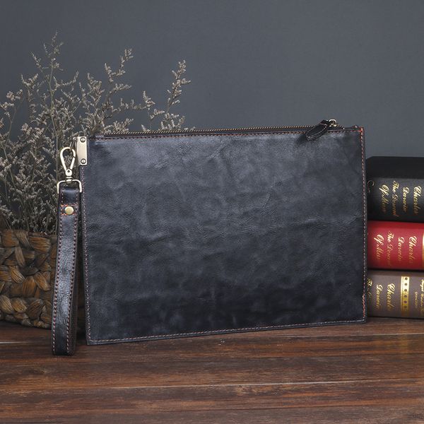 

men's handbag leather large capacity zipper envelope handbag grab bag