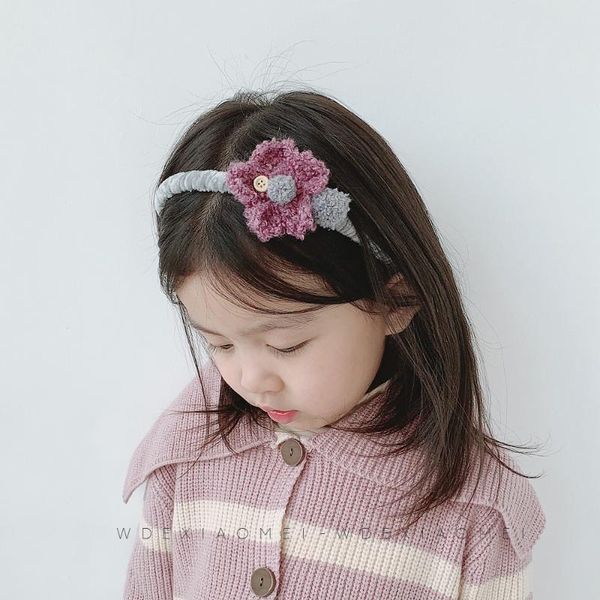 

new cute children hair accessories girls kids princess headbands handmade wool knitting balls star hairbands hair hoop headwear, Slivery;white