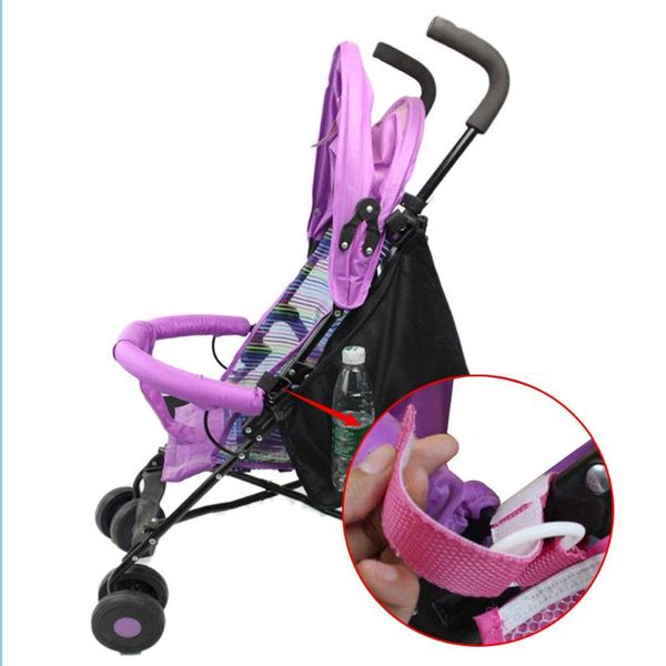 

hanging accessories portable zipper closure large capacity universal mesh baby stroller storage bag solid pushchair net shopping