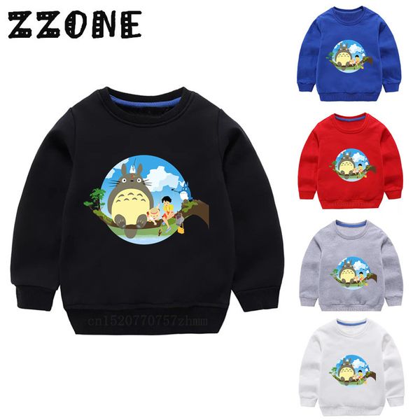 

children's hoodies japanese anime spirited away totoro sweatshirts baby cotton pullover girls boys autumn clothes,kyt2418, Black