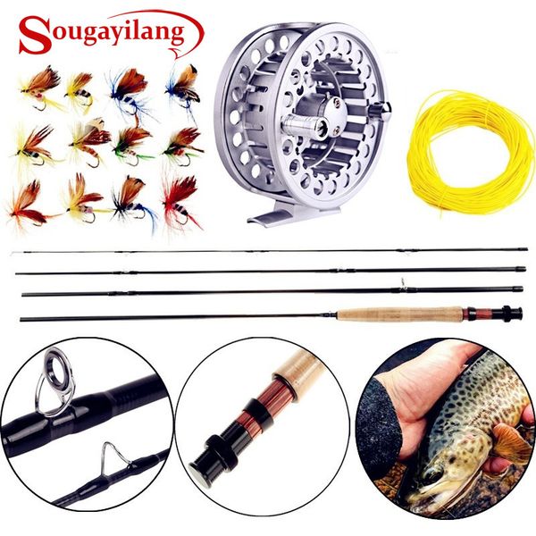 

sougayialng 8.86ft \35; 5/6 fly fishing rod set 2.7m fly rod and fly reel combo with fishing lure line box set fishing rod tackle