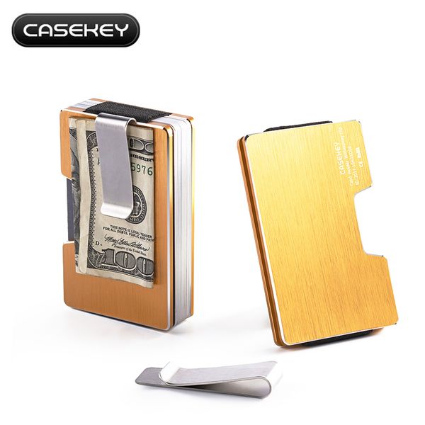 

minimalist aluminum money clip wallet for female stainless metal men bills slim purses with rfid blocking portable money clip, Black